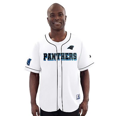 Men's Starter White Carolina Panthers Relay Full-Button Baseball Jersey