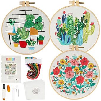 14 pc Set Embroidery Starter Kit For Beginners Cross Stitch Stamped Diy Craft