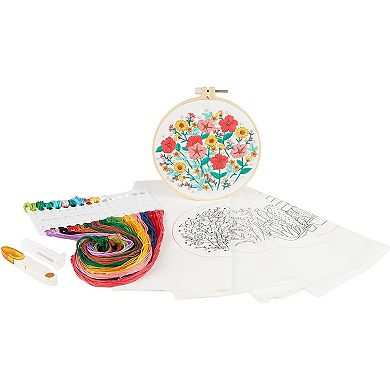 14 Piece Set Embroidery Starter Kit For Beginners Cross Stitch Stamped Diy Craft