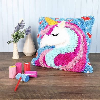 Unicorn Latch Hook Kit For Kids And Beginners, Printed Canvas (26 Pieces)