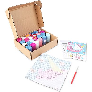 Unicorn Latch Hook Kit For Kids And Beginners, Printed Canvas (26 Pieces)