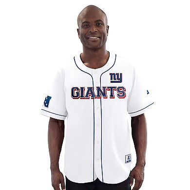 Men's Starter White New York Giants Relay Full-Button Baseball Jersey