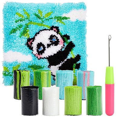 5-piece Panda Latch Hook Kit For Adults Kids Beginners, Diy Crafts, 16 X 16"