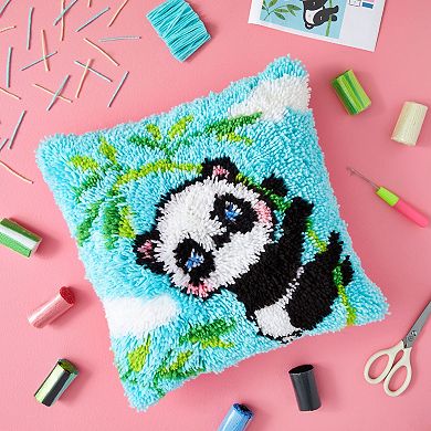 5-piece Panda Latch Hook Kit For Adults Kids Beginners, Diy Crafts, 16 X 16"