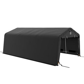 Outsunny 12' X 20' Portable Garage Carport With Ventilation Windows, Black
