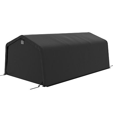 Outsunny 12' X 20' Portable Garage Carport With Ventilation Windows, Black