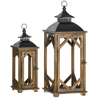 2 Pack 31"/21" Rustic Lantern Decorative Outdoor (covered) Indoor Home Decor