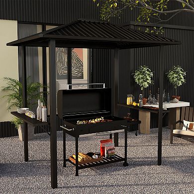 Outsunny 6' X 8' Hardtop Grill Gazebo With Metal Roof And Aluminum Frame