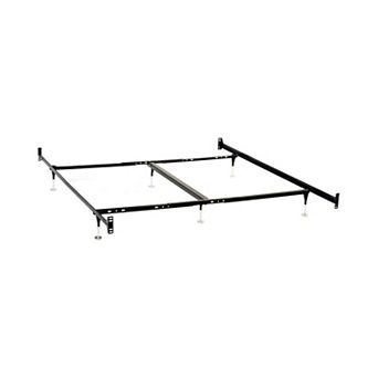 Bed Frame, Queen or King, 6 Metal Legs with Adjustable Glides, Matte Black