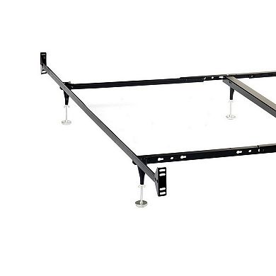 Bed Frame, Queen or King, 6 Metal Legs with Adjustable Glides, Matte Black