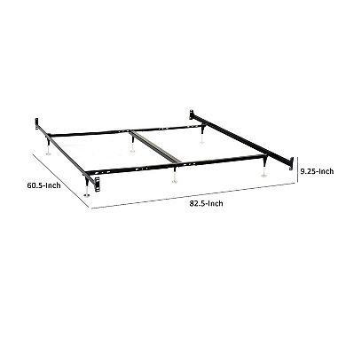 Bed Frame, Queen or King, 6 Metal Legs with Adjustable Glides, Matte Black