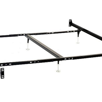 Bed Frame, Queen or King, 6 Metal Legs with Adjustable Glides, Matte Black