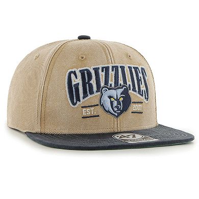 Men's '47 Khaki/Navy Memphis Grizzlies Chilmark Captain Snapback Hat