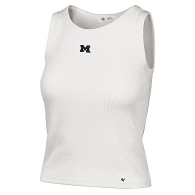 Women's '47 Cream Michigan Wolverines Micro Logo Ribbed Cropped Tank Top