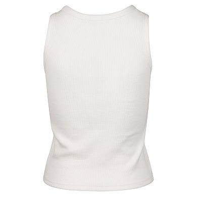 Women's '47 Cream Michigan Wolverines Micro Logo Ribbed Cropped Tank Top