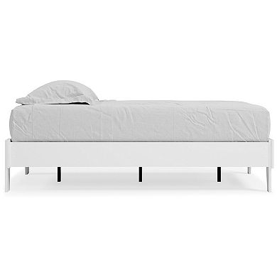 Asher Modern Twin Size Platform Bed, Minimalistic Crisp White Wood Base