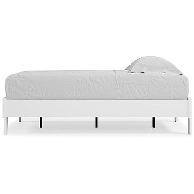 Asher Modern Twin Size Platform Bed, Minimalistic Crisp White Wood Base