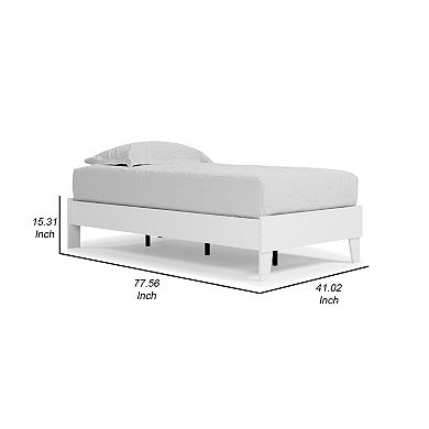 Asher Modern Twin Size Platform Bed, Minimalistic Crisp White Wood Base