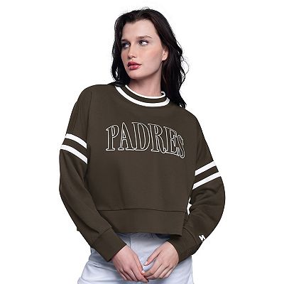 Women's Starter Brown San Diego Padres Power Play Cropped Pullover