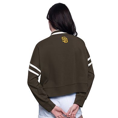 Women's Starter Brown San Diego Padres Power Play Cropped Pullover Sweatshirt
