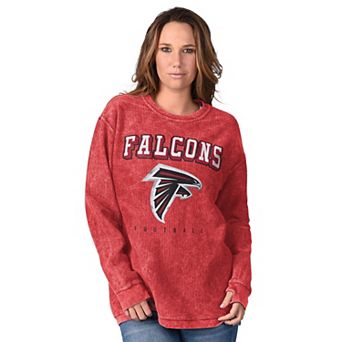 Women's G-III 4Her by Carl Banks Red Atlanta Falcons Comfy Cord Distressed Pullover Sweatshirt