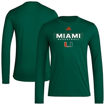 Men's��adidas Green Miami Hurricanes Locker On-Court In the Fade AEROREADY Long Sleeve T-Shirt
