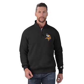 Men's Starter Black Minnesota Vikings Classic Quarter-Zip Pullover Sweatshirt