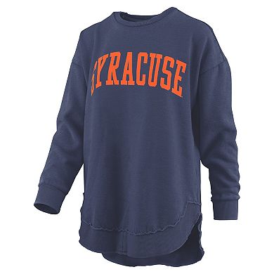 Women's Pressbox Navy Syracuse Orange Melange Poncho Vintage Fleece Long Sleeve Pullover Sweatshirt