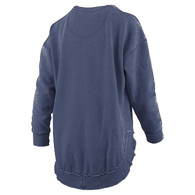 Women's Pressbox Navy Syracuse Orange Melange Poncho Vintage Fleece Long Sleeve Pullover Sweatshirt