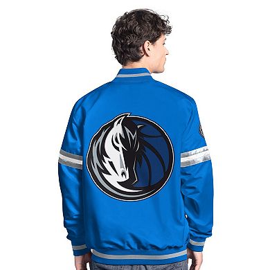 Men's Starter Blue/Silver Dallas Mavericks Scout Full Snap Varsity Jacket