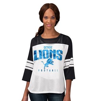 Women's G-III 4Her by Carl Banks Black Detroit Lions First Team 3/4-Sleeve Mesh T-Shirt