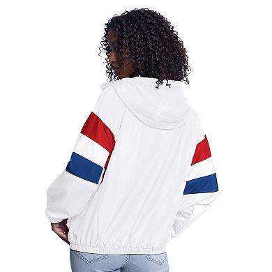 Women's G-III Sports by Carl Banks White New York Rangers Game News Oversized Full-Zip Hoodie Jacket