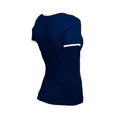 Women's New Era Navy Atlanta Braves Throwback Lace Up T-Shirt