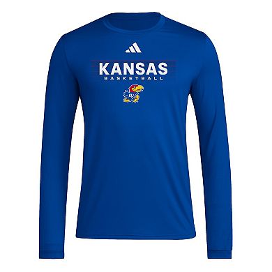 Men's adidas Royal Kansas Jayhawks Locker On-Court In the Fade AEROREADY Long Sleeve T-Shirt
