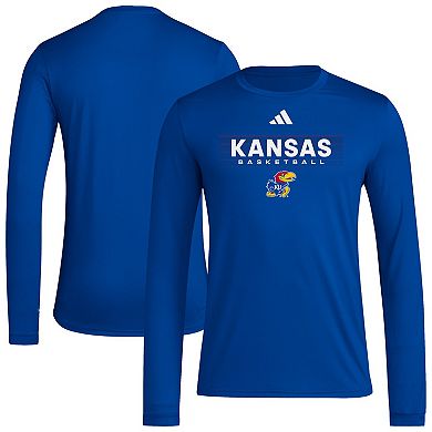 Men's adidas Royal Kansas Jayhawks Locker On-Court In the Fade AEROREADY Long Sleeve T-Shirt