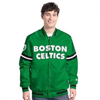 Men's Starter Kelly Green/Black Boston Celtics Scout Full Snap Varsity Jacket