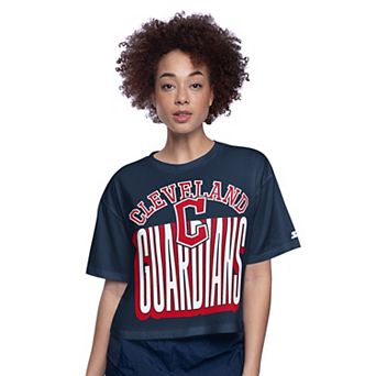 Women's Starter Navy Cleveland Guardians Play the Ball Boxy Cropped T-Shirt