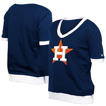 Women's New Era Navy Houston Astros Game Day Rhinestone V-Neck T-Shirt
