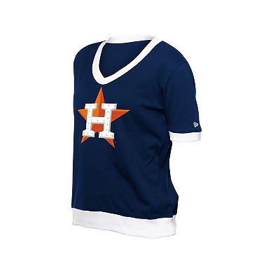 Women's New Era Navy Houston Astros Game Day Rhinestone V-Neck T-Shirt