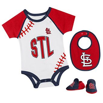 "Newborn & Infant St. Louis Cardinals Tied Up Bodysuit, Bib & Bootie Set"