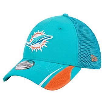 Men's New Era Aqua Miami Dolphins Game Day Linear 39THIRTY Flex Hat