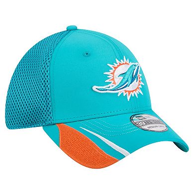 Men's New Era Aqua Miami Dolphins Game Day Linear 39THIRTY Flex Hat