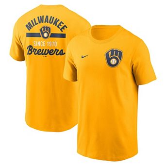 Men's Nike Gold Milwaukee Brewers 2-Hit T-Shirt