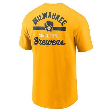 Men's Nike Gold Milwaukee Brewers 2-Hit T-Shirt