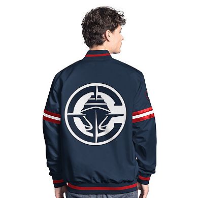 Men's Starter Navy/Red LA Clippers Scout Full Snap Varsity Jacket