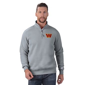 Men's Starter Gray Washington Commanders Classic Quarter-Zip Pullover Sweatshirt