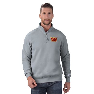 Men's Starter Gray Washington Commanders Classic Quarter-Zip Pullover Sweatshirt