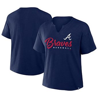 Women's Fanatics Navy Atlanta Braves Fan Fave Stadium Slub Boxy T-Shirt