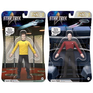 FleXfigs: Captain Kirk & Captain Picard 2 Character Pack Articulated Action Figures