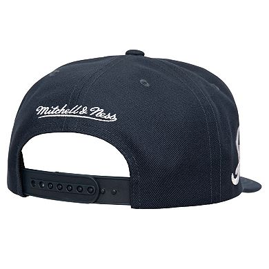Men's Mitchell & Ness Navy Atlanta Braves Double Up Snapback Hat